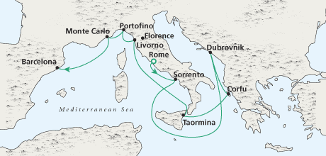 Luxury World Cruises Mediterranean Serenity Rome to Barcelona