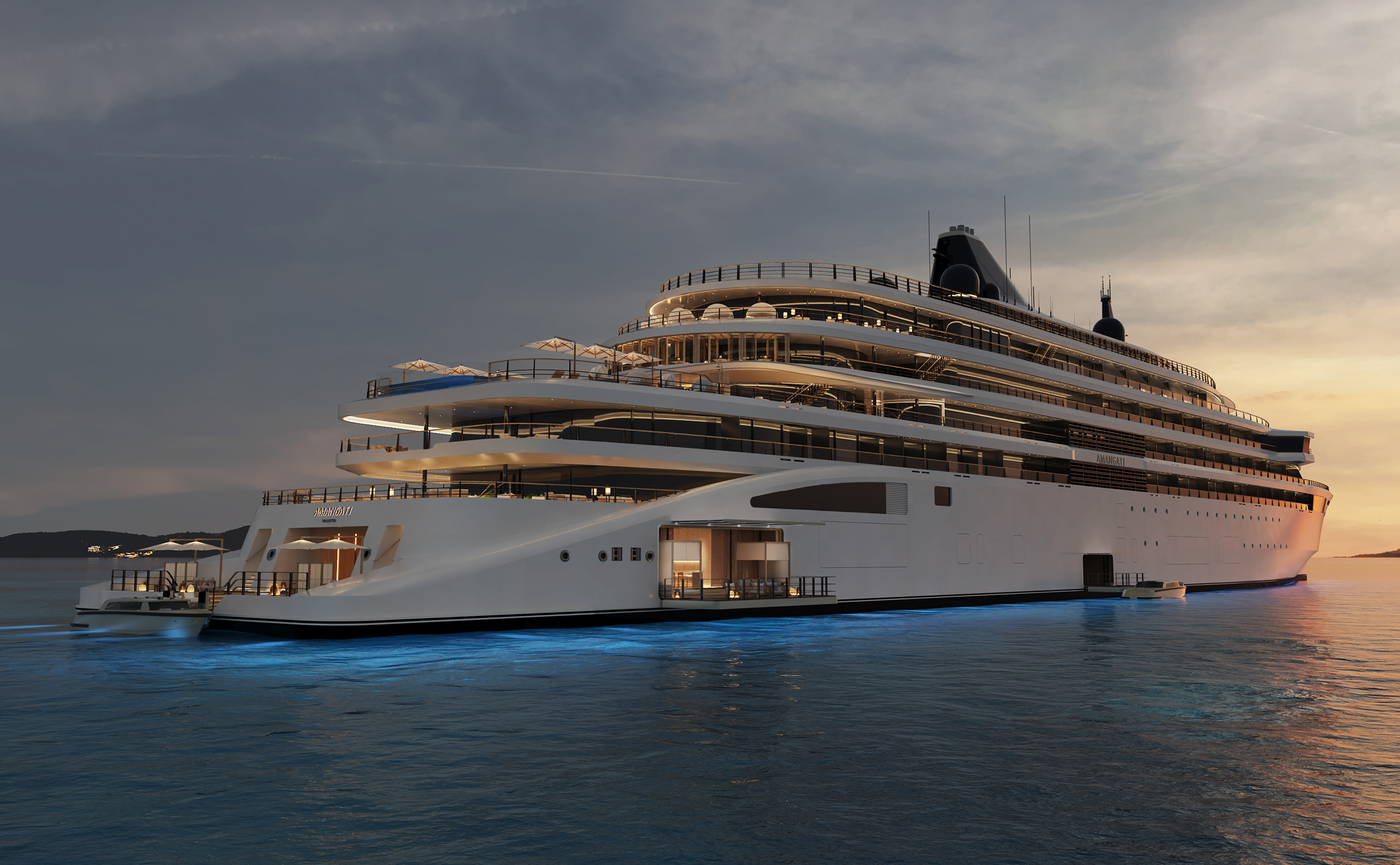 Amangati luxury yacht sailing at sea