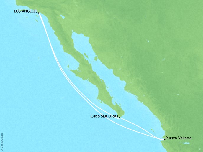 Cruises Crystal Symphony Map Detail Los Angeles, CA, United States to Los Angeles, CA, United States September 21-28 2019 - 7 Days