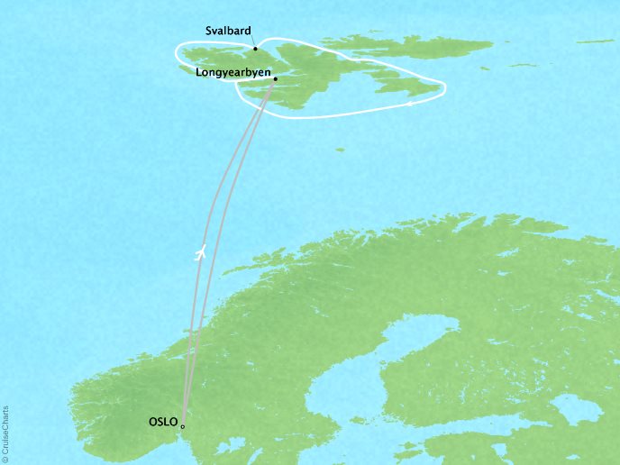 Around the World Private Jet Cruises Lindblad NG NG Explorer Map Detail Oslo, Norway to Oslo, Norway June 13-22 2023 - 9 Days