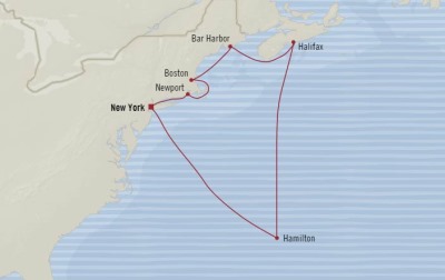 Cruises Oceania Insignia Map Detail New York, NY, United States to New York, NY, United States September 10-20 2017 - 10 Days