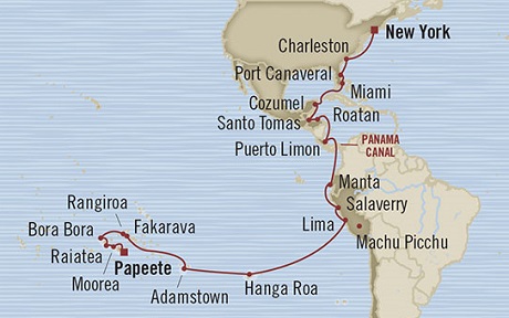 Oceania Marina April 11 May 14 2016 Papeete, French Polynesia to New York, NY, United States
