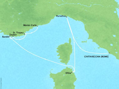 Cruises Oceania Marina Map Detail Civitavecchia, Italy to Monte Carlo, Monaco November 2-9 2018 - 7 Days