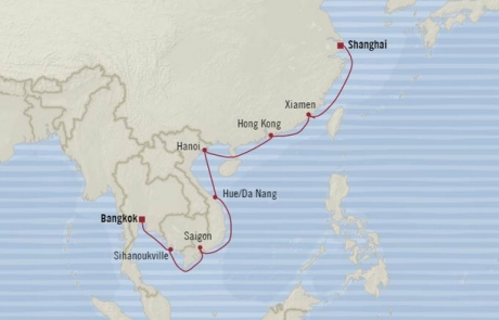 Cruises Oceania Nautica Map Detail Laem Chabang, Thailand to Shanghai, China February 19 March 6 2018 - 15 Days