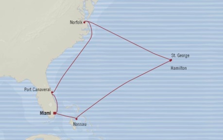 Cruises Oceania Regatta Map Detail Miami, FL, United States to Miami, FL, United States April 18-28 2018 - 10 Days