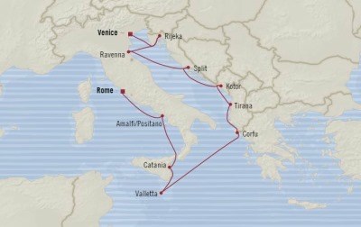 Cruises Oceania Sirena Map Detail Civitavecchia, Italy to Venice, Italy August 30 September 11 2017 - 24 Days