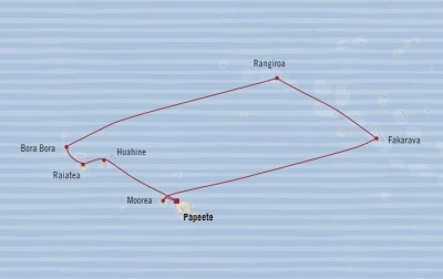 Cruises Oceania Sirena Map Detail Papeete, French Polynesia to Papeete, French Polynesia December 12-22 2017 - 10 Days