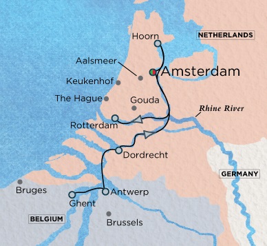 Crystal River Bach Cruise Map Detail Amsterdam, Netherlands to Amsterdam, Netherlands April 19 May 1 2018 - 12 Days