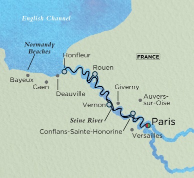 Crystal River Debussy Cruise Map Detail Paris, France to Paris, France August 13-23 2017 - 10 Days