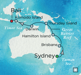 Crystal Serenity World Cruises 2016 Australian Discovery Map
