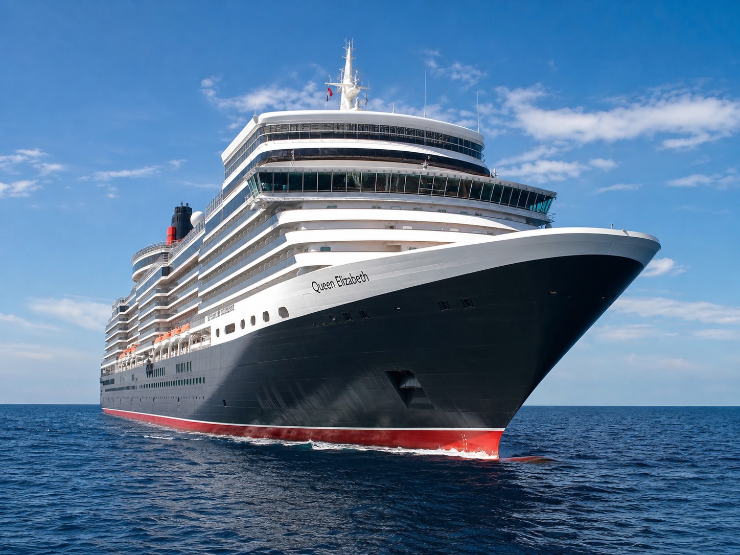 Queen Elizabeth Cunard ship at sea