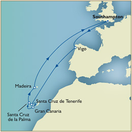 Map Cunard Queen Victoria Southampton