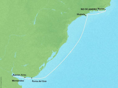 Cruises Crystal Symphony Map Detail Rio De Janeiro, Brazil to Buenos Aires, Argentina January 24 February 3 2019 - 10 Days