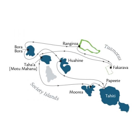 Paul Gauguin Cruises Map Detail Papeete, French Polynesia to Papeete, French Polynesia December 13-23 2017 - 10 Days
