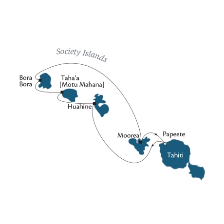 Paul Gauguin Cruises Map Detail Papeete, Tahiti, Society Islands to Papeete, Tahiti, Society Islands February 18-25 2017 - 7 Days