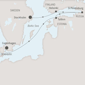 Ponant Yacht Cruises Le Soleal  Map Detail Copenhagen, Denmark to Stockholm, Sweden May 23-30 2021 - 7 Days