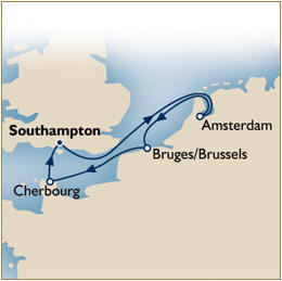 Map Cunard Queen Elizabeth QE 2010 