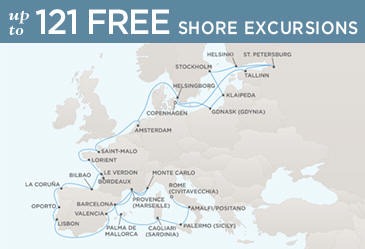Regent Seven Seas Cruises Voyager 2014 Map COPENHAGEN TO ROME (CIVITAVECCHIA)
