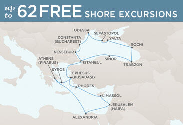 Regent Seven Seas Mariner 2014 World Cruise Map ISTANBUL TO ISTANBUL