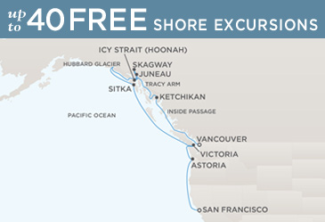 Regent Seven Seas Cruises Navigator 2014 Map VANCOUVER TO SAN FRANCISCO