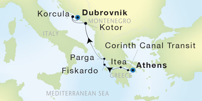 Seadream Yacht Club Cruise II September 17-24 2016 Athens (Piraeus), Greece to Dubrovnik, Croatia
