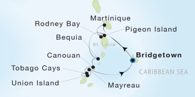 Seadream Yacht Club 1, February 18-25 2017  Bridgetown, Barbados to Bridgetown, Barbados