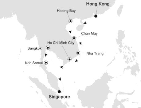 Cruises Around The World Silversea Silver Shadow February 24 March 10 2026 Hong Kong, China to Singapore, Singapore