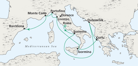 Luxury Cruise SINGLE/SOLO Mediterranean Serenity Rome to Barcelona
