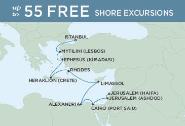 Cruises Around The World Regent Seven Seas Explorer Map October 22 November 2 2022 - 11 Days ISTANBUL TO JERUSALEM (HAIFA)