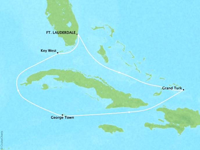 Cruises Crystal Serenity Map Detail Miami, FL to Miami, FL November 20-27 2017 - 7 Days