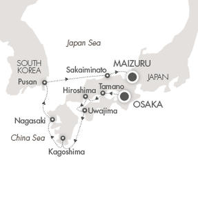 Cruises Around The World L'Austral April 17-25 2026 Osaka, Japan to Maizuru, Japan
