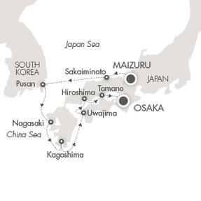 Cruises Around The World L'Austral April 9-17 2026 Maizuru, Japan to Osaka, Japan