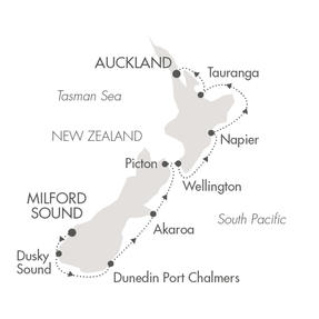 Cruises Around The World L'Austral February 9-18 2026 Milford Sound, New Zealand to Auckland, New Zealand