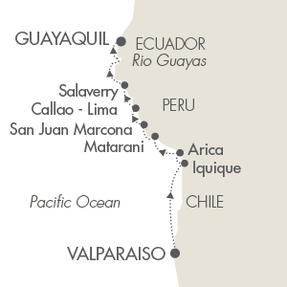 Cruises Around The World Le Boreal March 11-23 2025 Valparaso, Chile to Guayaquil, Ecuador