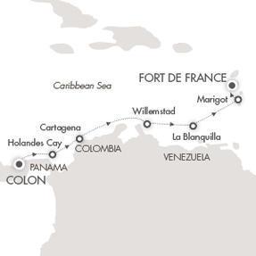 Cruises Around The World Le Boreal April 12-19 2026 Coln, Panama to Fort-de-France, Martinique