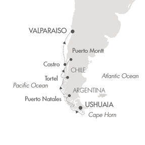 Cruises Around The World Le Boreal February 5-18 2026 Ushuaia, Argentina to Santiago (Valparaiso), Chile