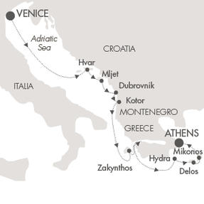 Cruises Around The World Le Lyrial July 12-19 2025 Venice, Italy to Piraeus, Greece
