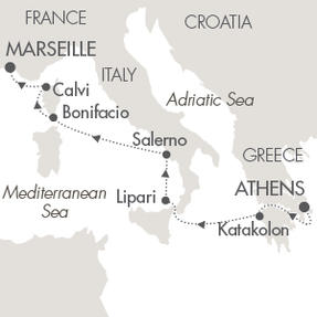 Cruises Around The World Le Lyrial October 18-25 2025 Piraeus, Greece to Marseille, France