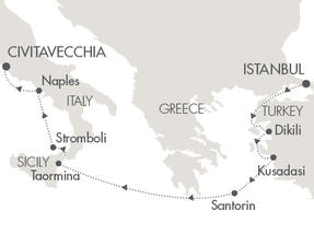 Cruises Around The World Le Lyrial October 4-11 2025 Istanbul, Turkey to Civitavecchia, Italy