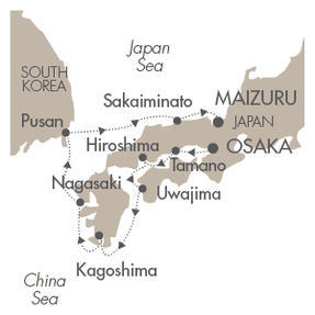 Cruises Around The World Le Soleal April 6-14 2025 Osaka, Japan to Maizuru, Japan