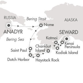 Cruises Le Soleal August 12-22 2016 Anadyr, Russia  to Anchorage (Seward), AK