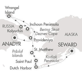 Cruises Around The World Le Soleal July 28 August 12 2025 Seward, AK, United States to Anadyr, Russia