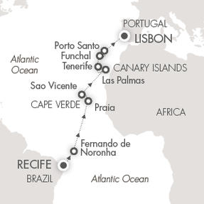 Cruises Le Soleal March 17 April 2 2017 Recife, Brazil to Lisbon, Portugal