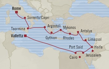 Cruises Around The World Oceania Insignia August 28 September 12 2025 Rome (Civitavecchia), Italy to Valletta, Malta