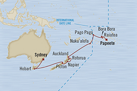 Cruises Around The World Oceania Insignia May 9-28 2025 Sydney, Australia to Papeete, Tahiti, Society Islands