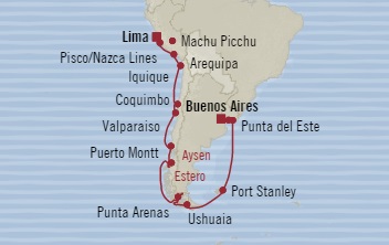 Cruises Around The World Oceania Insignia October 17 November 7 2025 Callao, Peru to Buenos Aires, Argentina