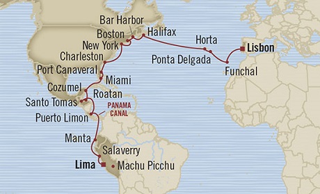 Oceania Marina April 28 May 28 2016 Callao, Peru to Lisbon, Portugal