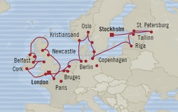 Cruises Around The World Oceania Marina August 4 September 3 2025 Southampton, United Kingdom to Stockholm, Sweden