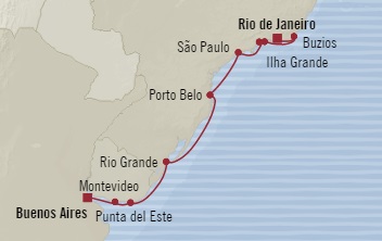 Cruises Around The World Oceania Marina December 7-19 2025 Rio De Janeiro, Brazil to Buenos Aires, Argentina