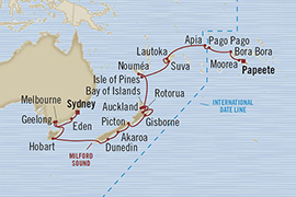 Cruises Around The World Oceania Marina February 23 March 25 2025 Sydney, Australia to Papeete, French Polynesia